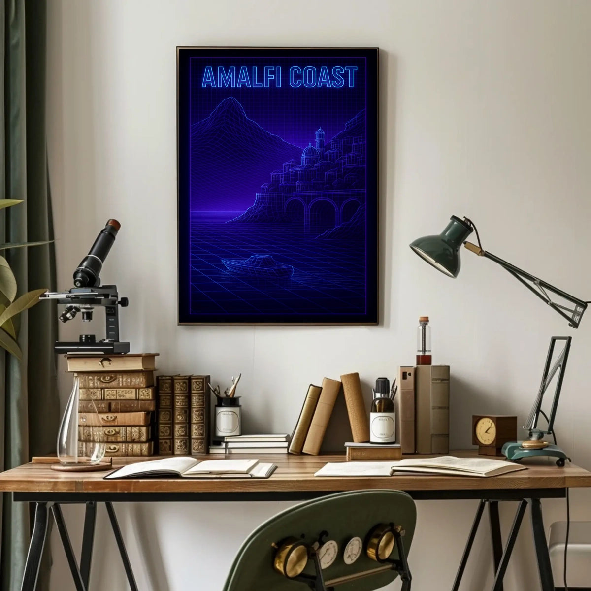 Amalfi Coast Futuristic Design Poster Wall Art For Decor