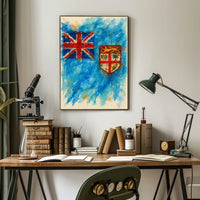 Fiji Flag Watercolor Wanderlust Poster
