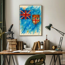 Fiji Flag Watercolor Wanderlust Poster