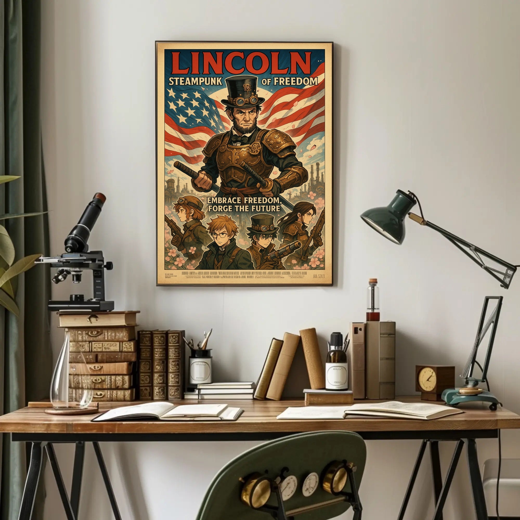 Lincoln Steampunk of Freedom Poster