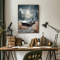 Classic Supercar in a Surreal Landscape Poster PosterGoat