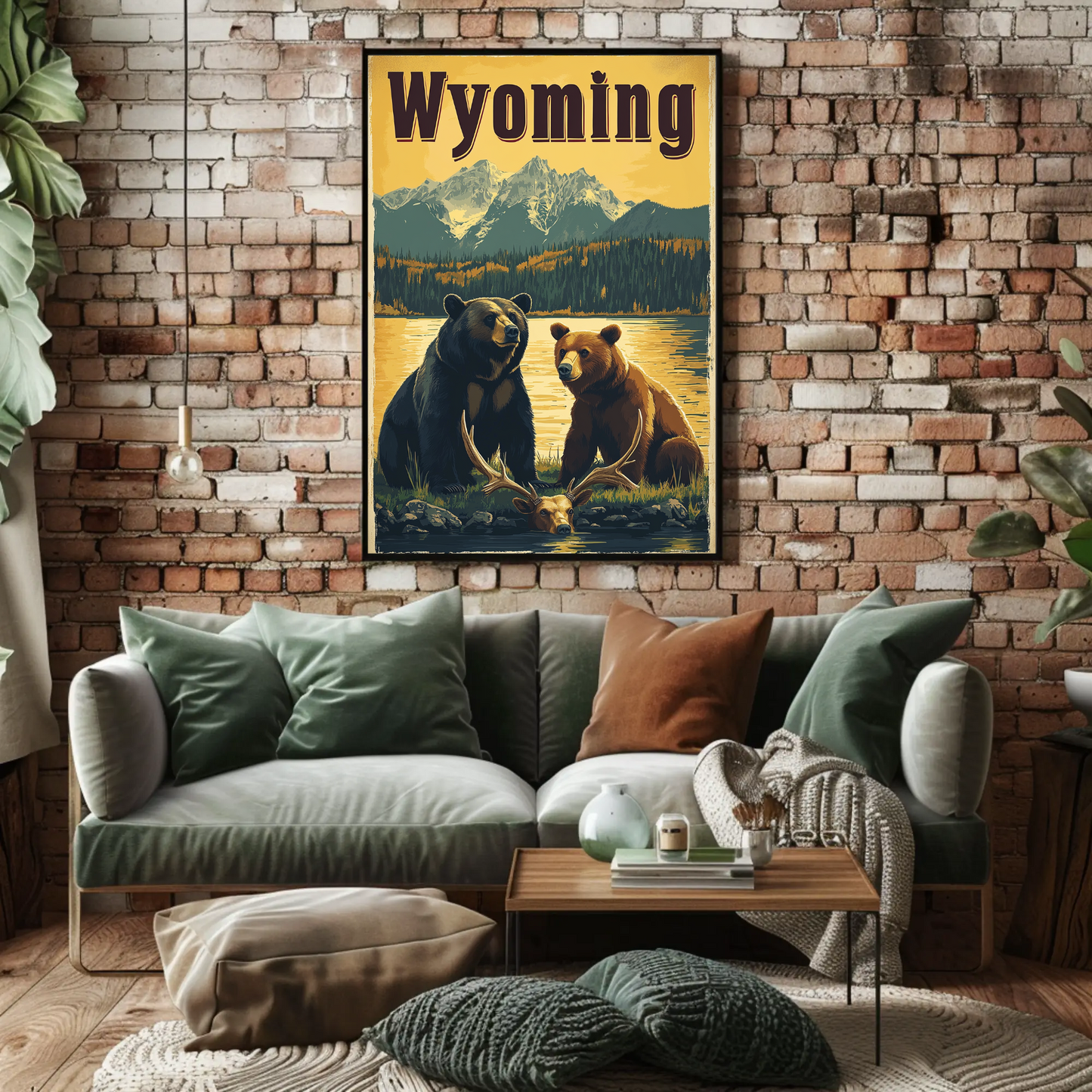 Wyoming Bears Mountain Vintage Poster