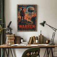 Warren Michigan Scenic Heritage Vintage City Poster