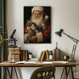 Santa Claus With Kittens Poster