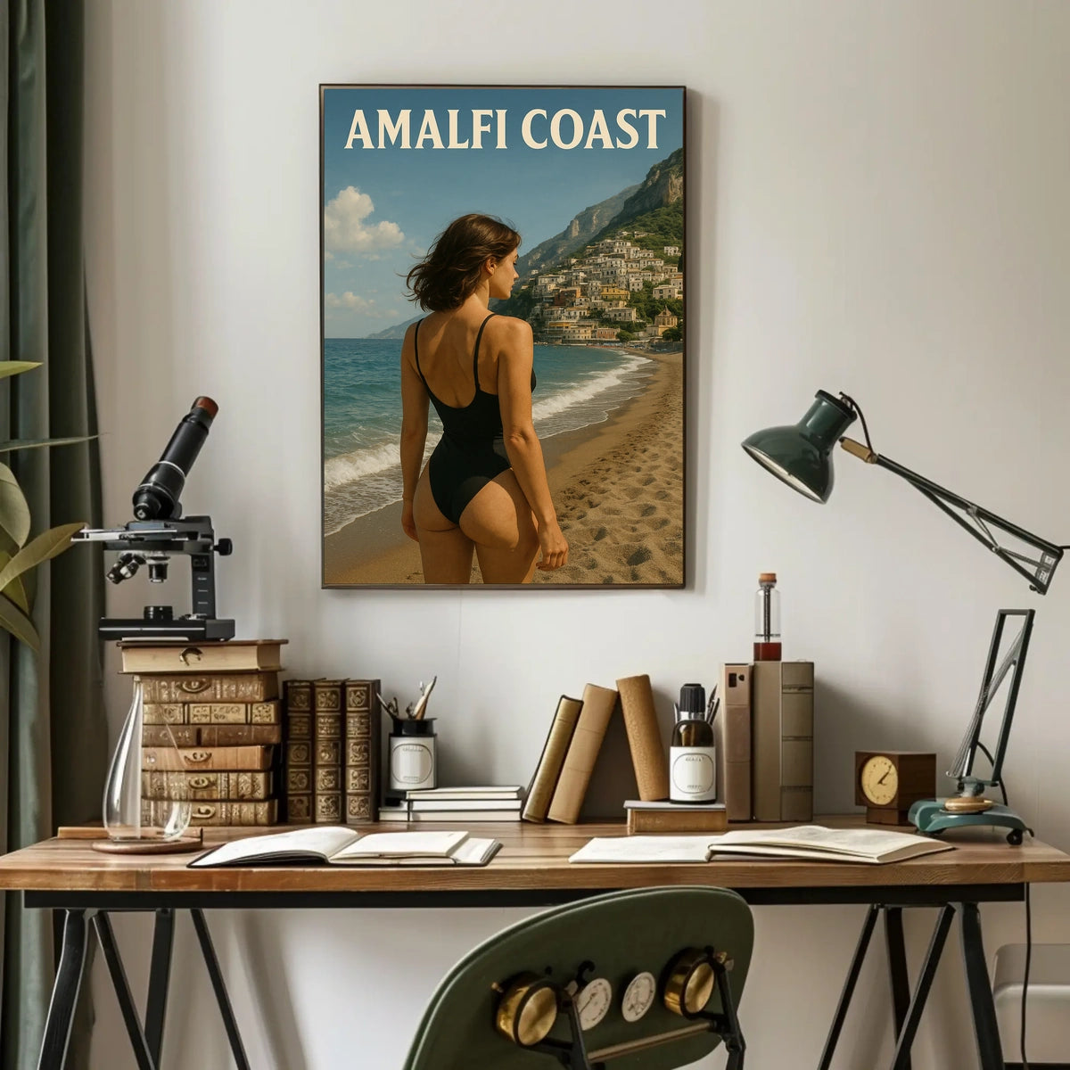 Amalfi Coast Escape Poster Wall Art Coastal Decor Travel