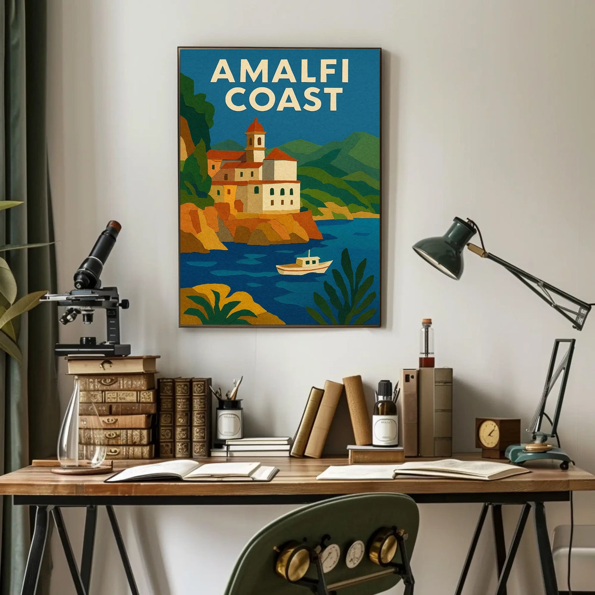 Amalfi Coast Travel Poster for Coastal Decor Wall Art