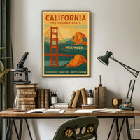 California Landmarks Vintage Travel Poster