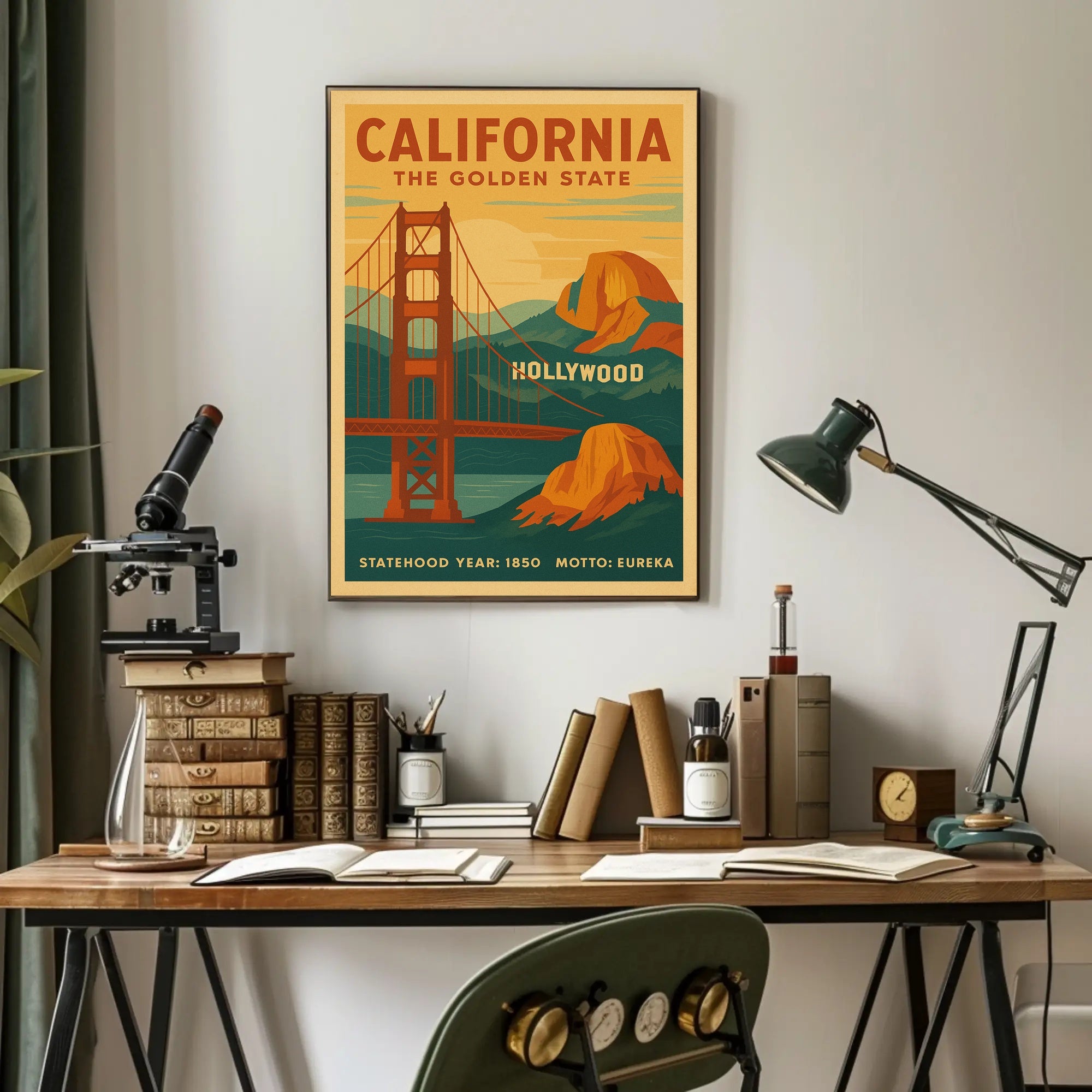 California Landmarks Vintage Travel Poster