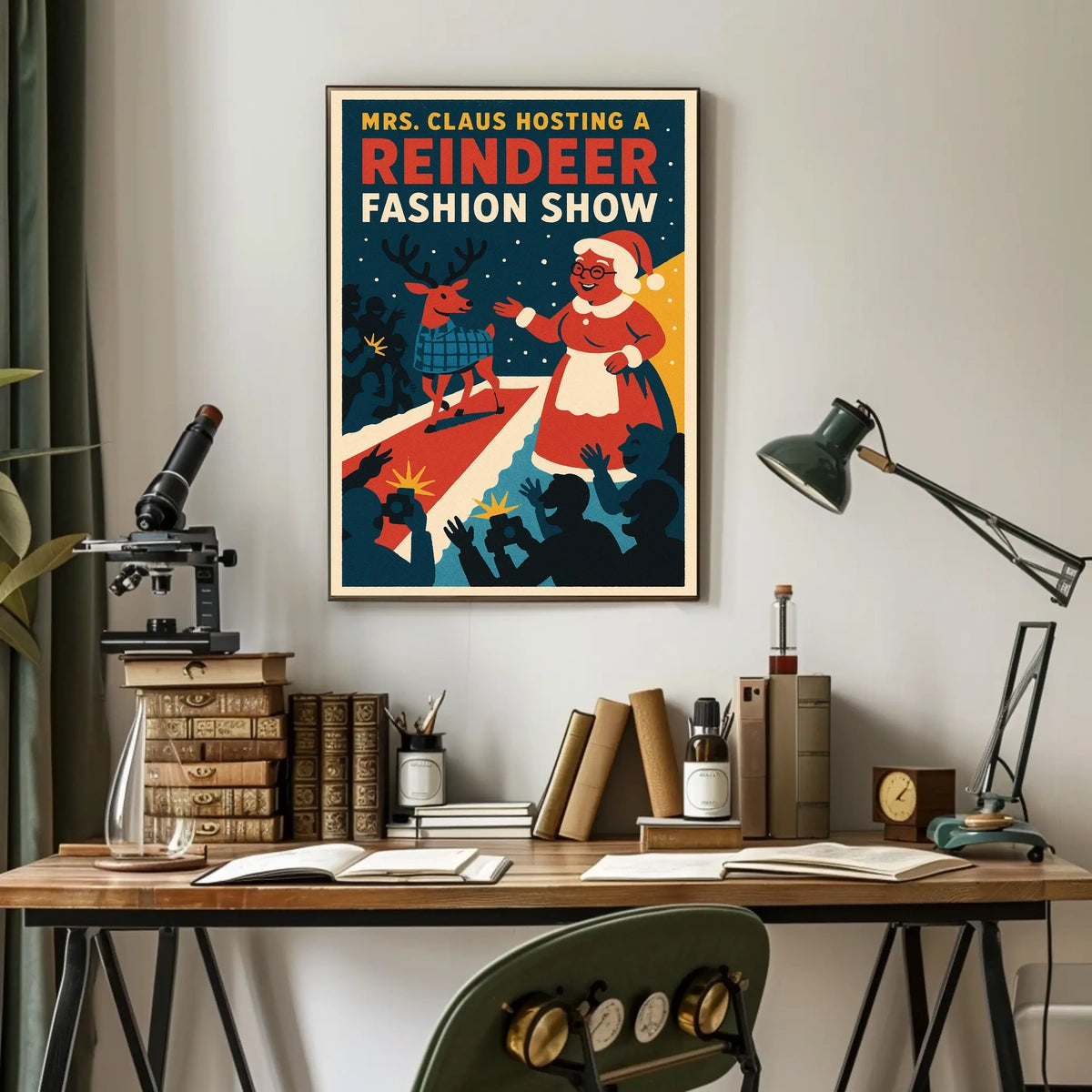 Reindeer Fashion Show: Retro Christmas Holiday Pop Culture Poster