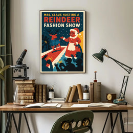 Reindeer Fashion Show: Retro Christmas Holiday Pop Culture Poster