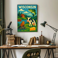Classic Wisconsin Wildlife Agriculture Poster