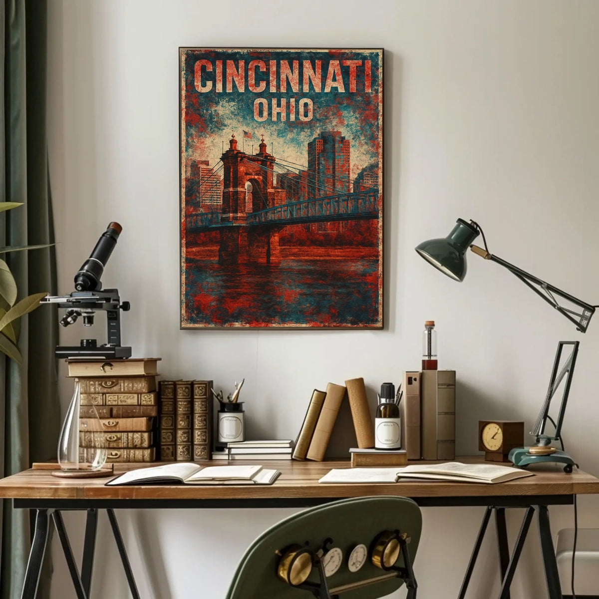 Cincinnati Ohio Scenic Vintage Cityscape Travel Souvenir Collector Gift Enthusiast Poster