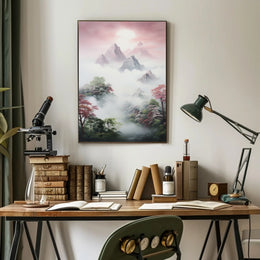 Serene Mountain Landscape in Timeless Artistic Poster
