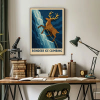 Reindeer Ice Climbing Poster