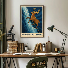Reindeer Ice Climbing Poster