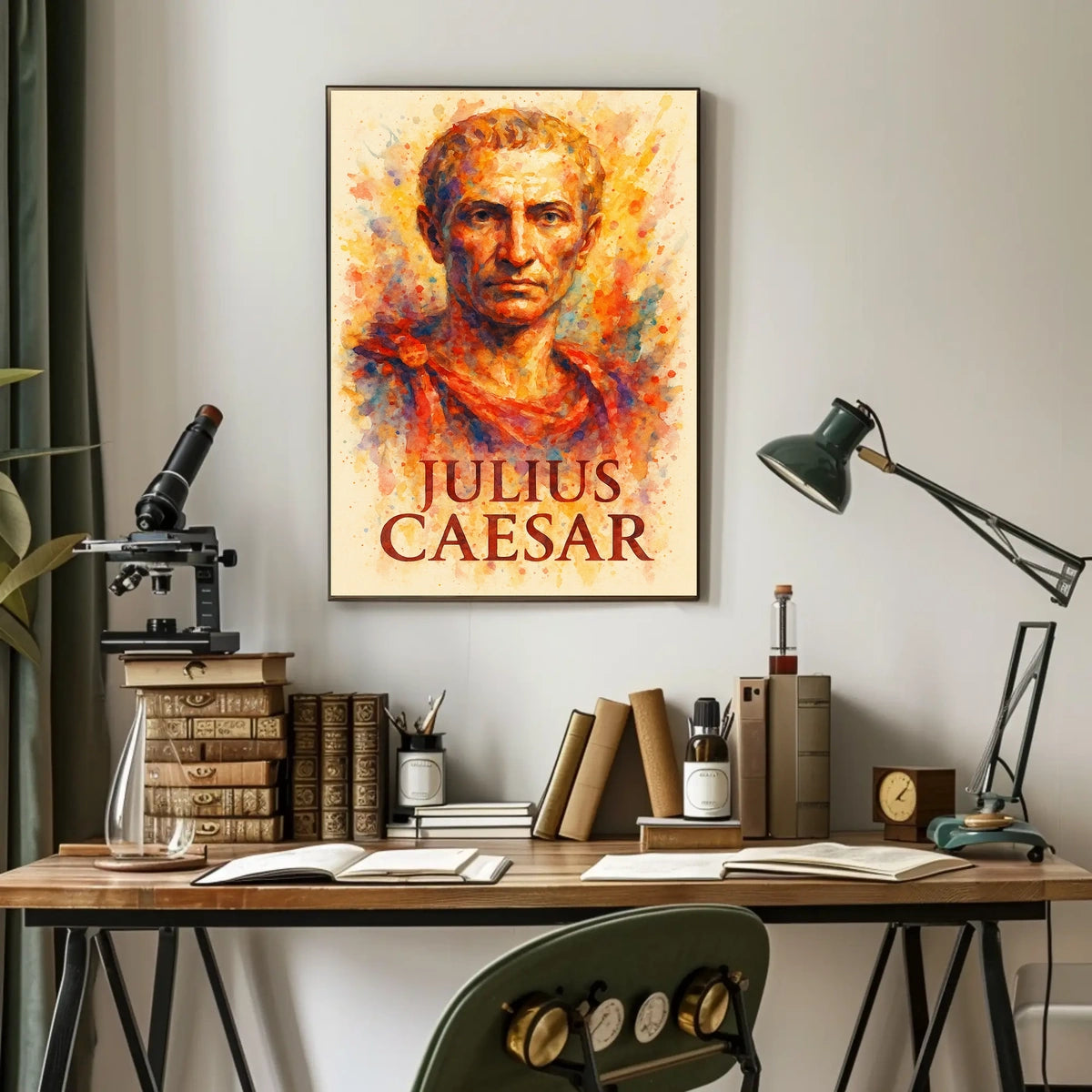 Julius Caesar Roman History Watercolor Art Poster