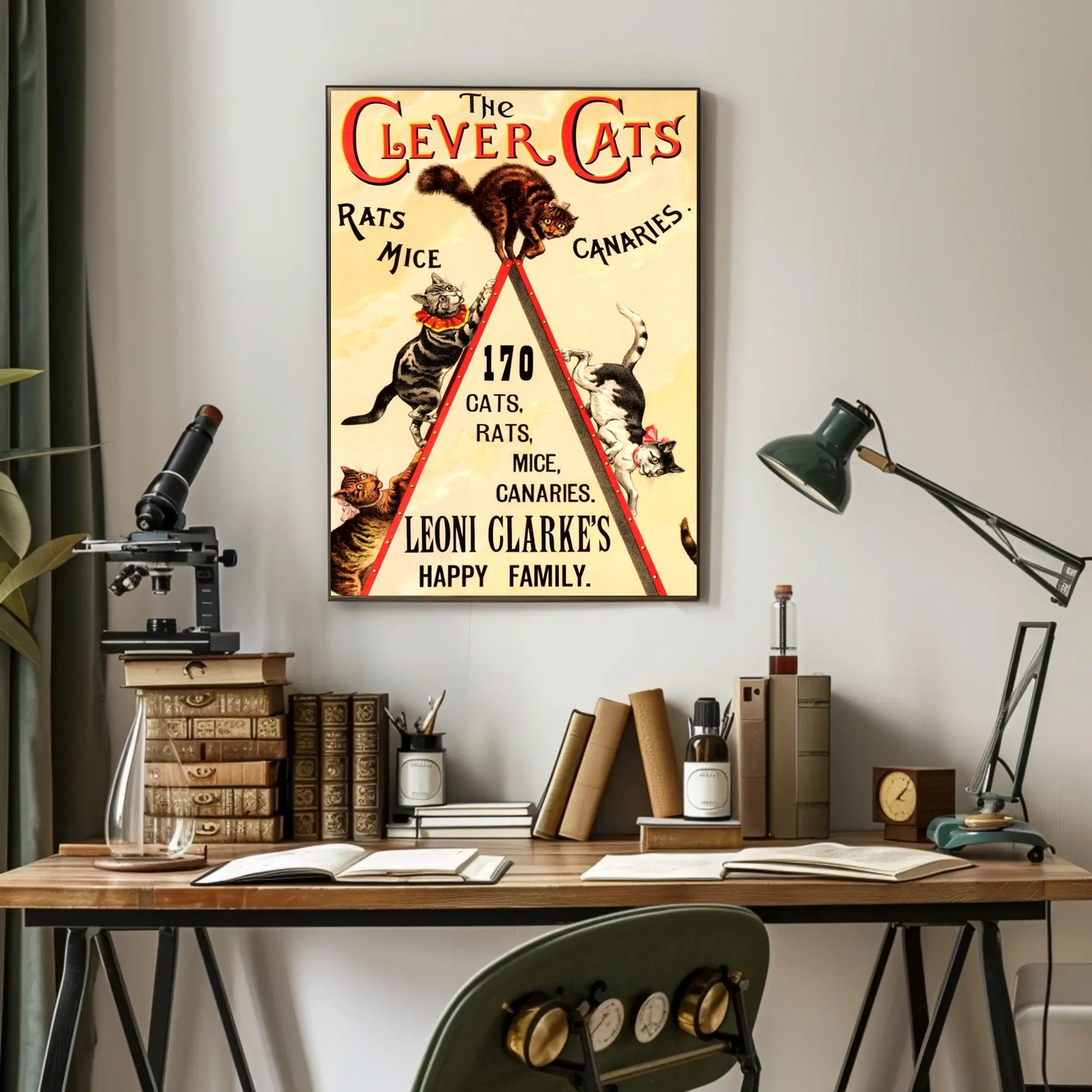 The Clever Cats Vintage Performance Animal Poster
