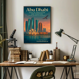 Abu Dhabi Skyline Modernity and Tradition Travel Poster