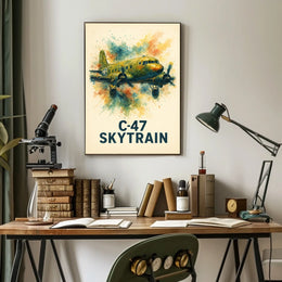 C-47 Skytrain WWII Aviation Art Poster Print
