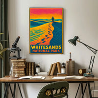 Whitesands National Park Vintage Desert Travel Poster