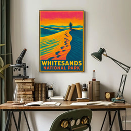 Whitesands National Park Vintage Desert Travel Poster