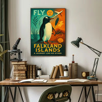 Fly to Falkland Islands Adventure Travel Poster PosterGoat