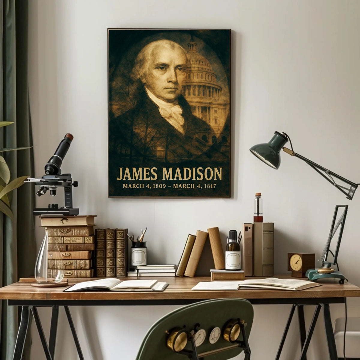 James Madison 4th President of the United States Double Exposure Poster