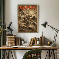 Coastal Surfing Alligator In Naples Poster Wall Art