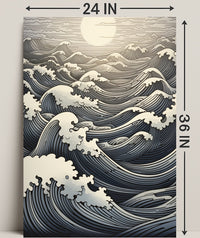 Ocean Waves At Sunset Poster PosterGoat