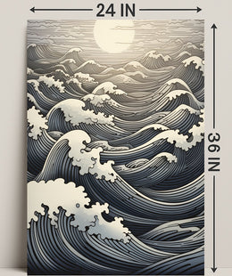 Ocean Waves At Sunset Poster PosterGoat