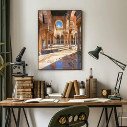 Ornate Moorish Architecture Poster: Alhambra-Inspired Art Print