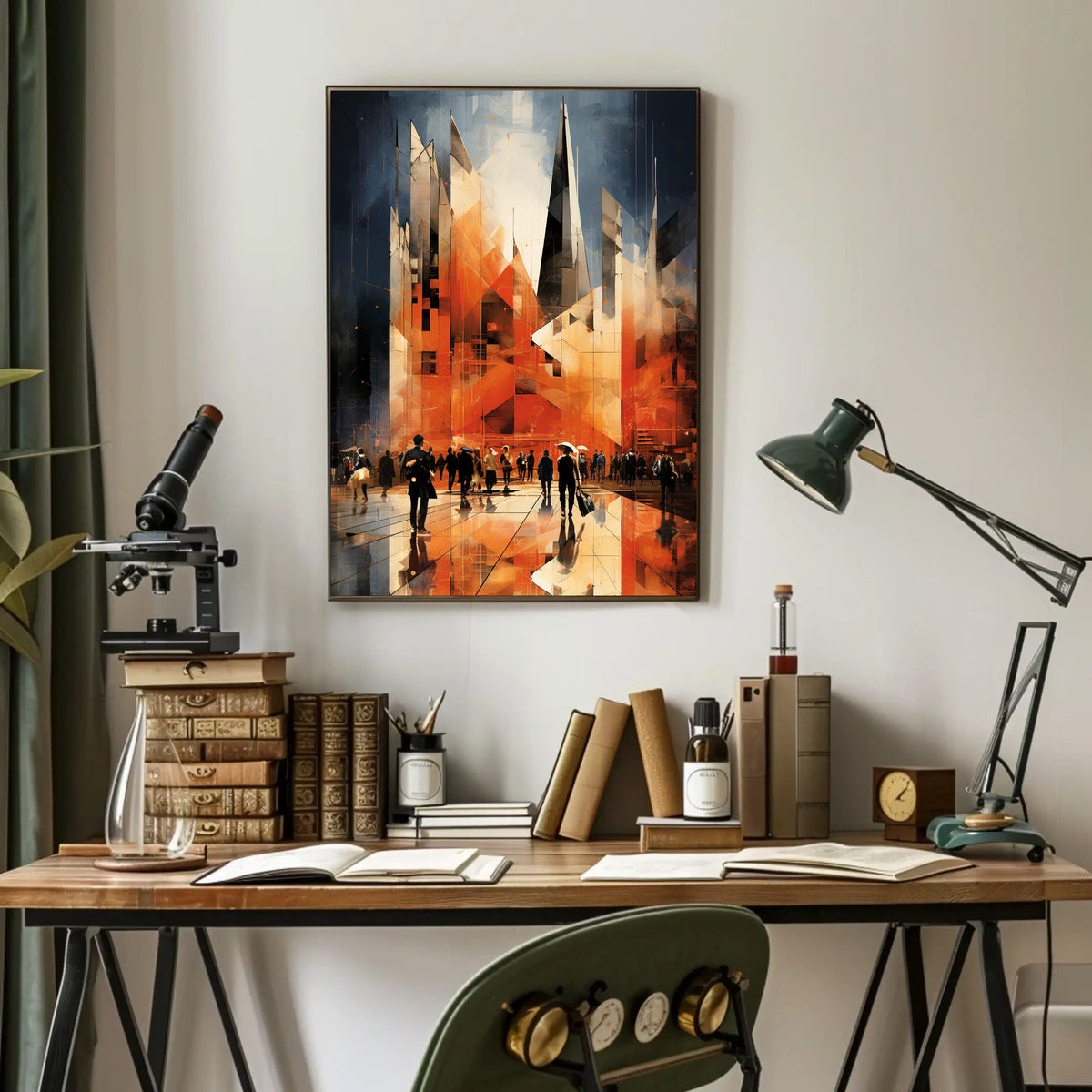 Majestic City Skyline Explored: Abstract, Artistic Poster