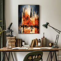 Majestic City Skyline Explored: Abstract, Artistic Poster