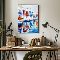 Greece Mykonos Colorful Waterfront Poster
