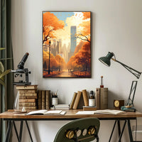 Central Park Autumn Escape in Abstract Artistic Poster