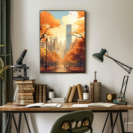 Central Park Autumn Escape in Abstract Artistic Poster