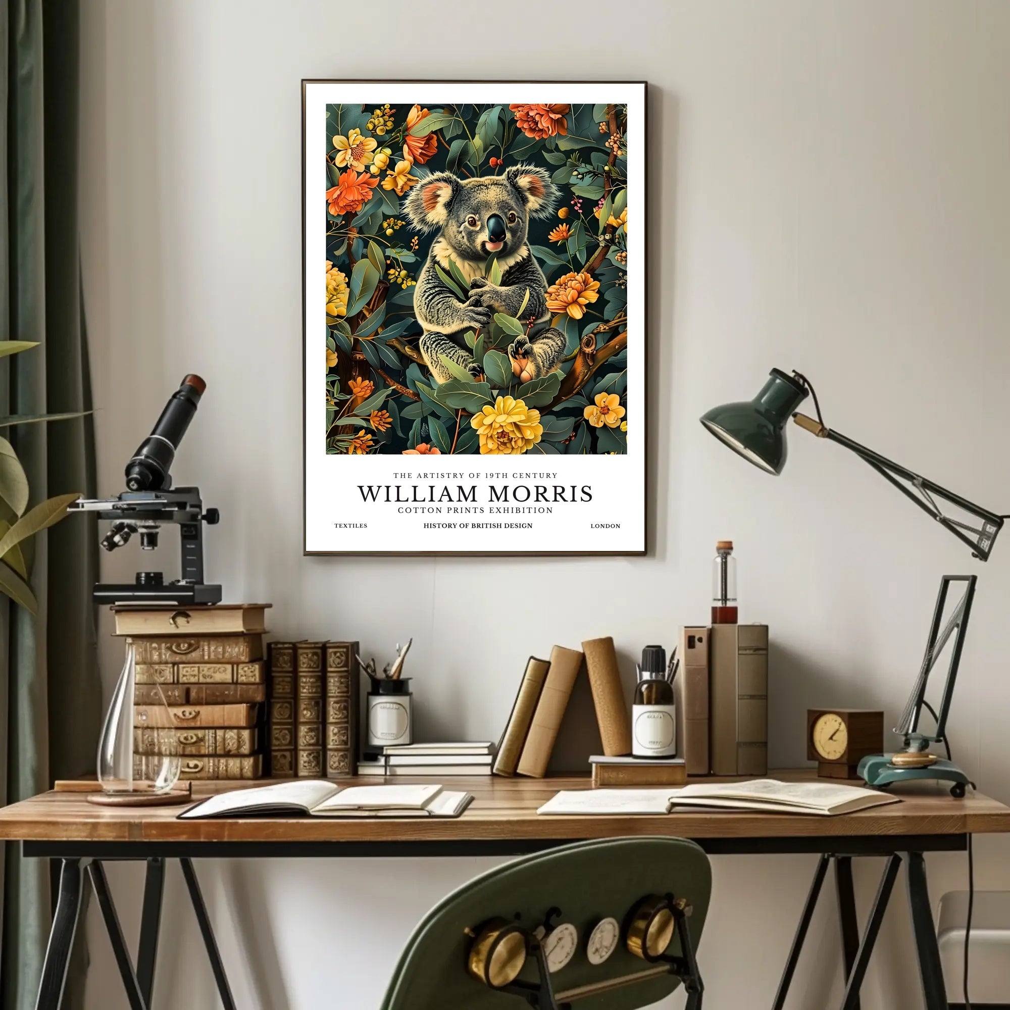 Whimsical Koala Art Poster with Nature-Inspired Design