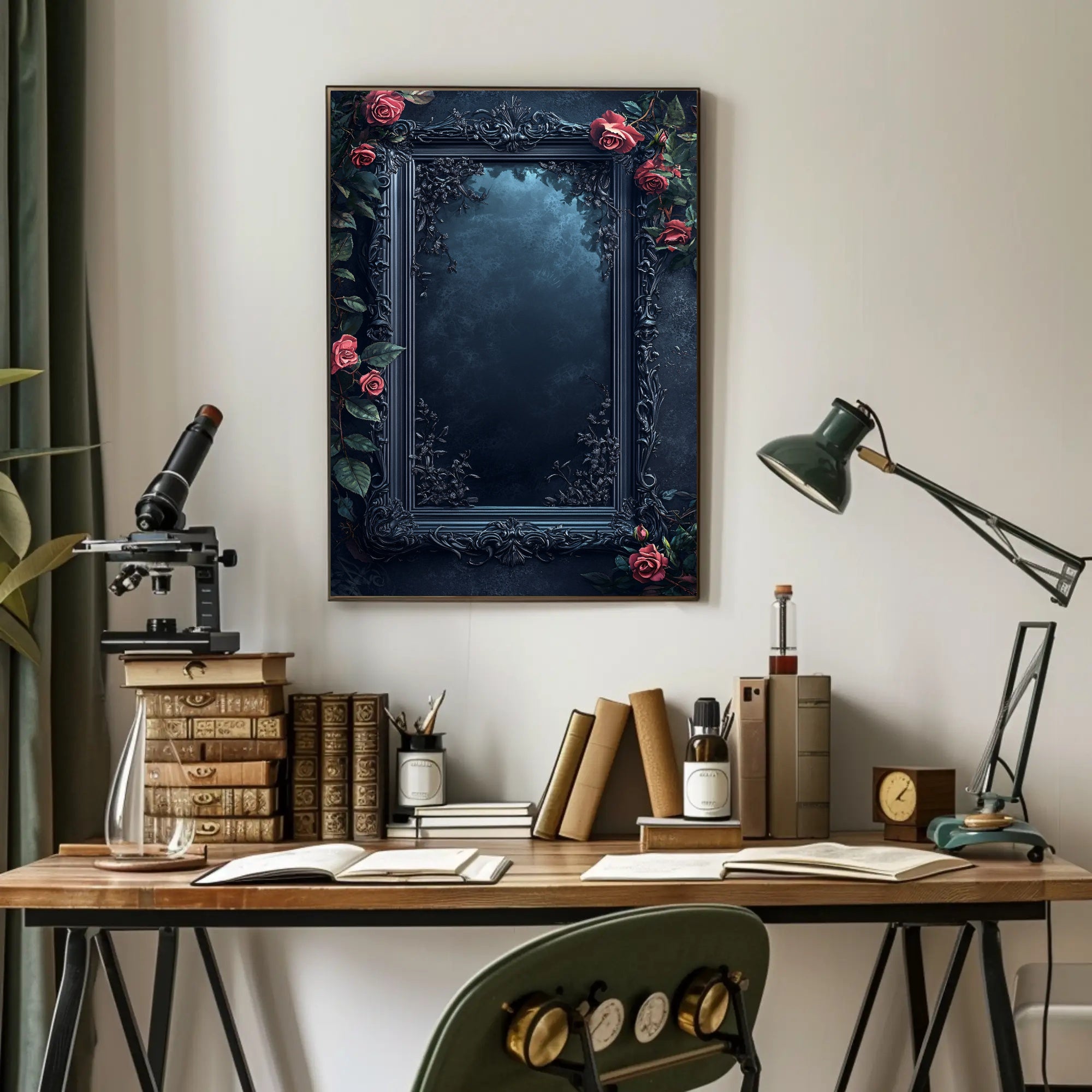 Enchanted Mirror With Roses Poster