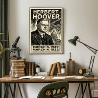 Herbert Hoover 31st President of the United States B & W Comic Sketch Poster