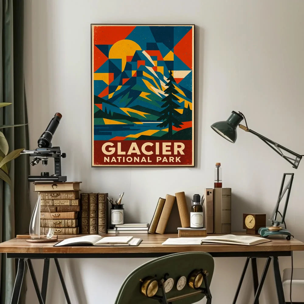 Glacier National Park Commemorative Art Poster