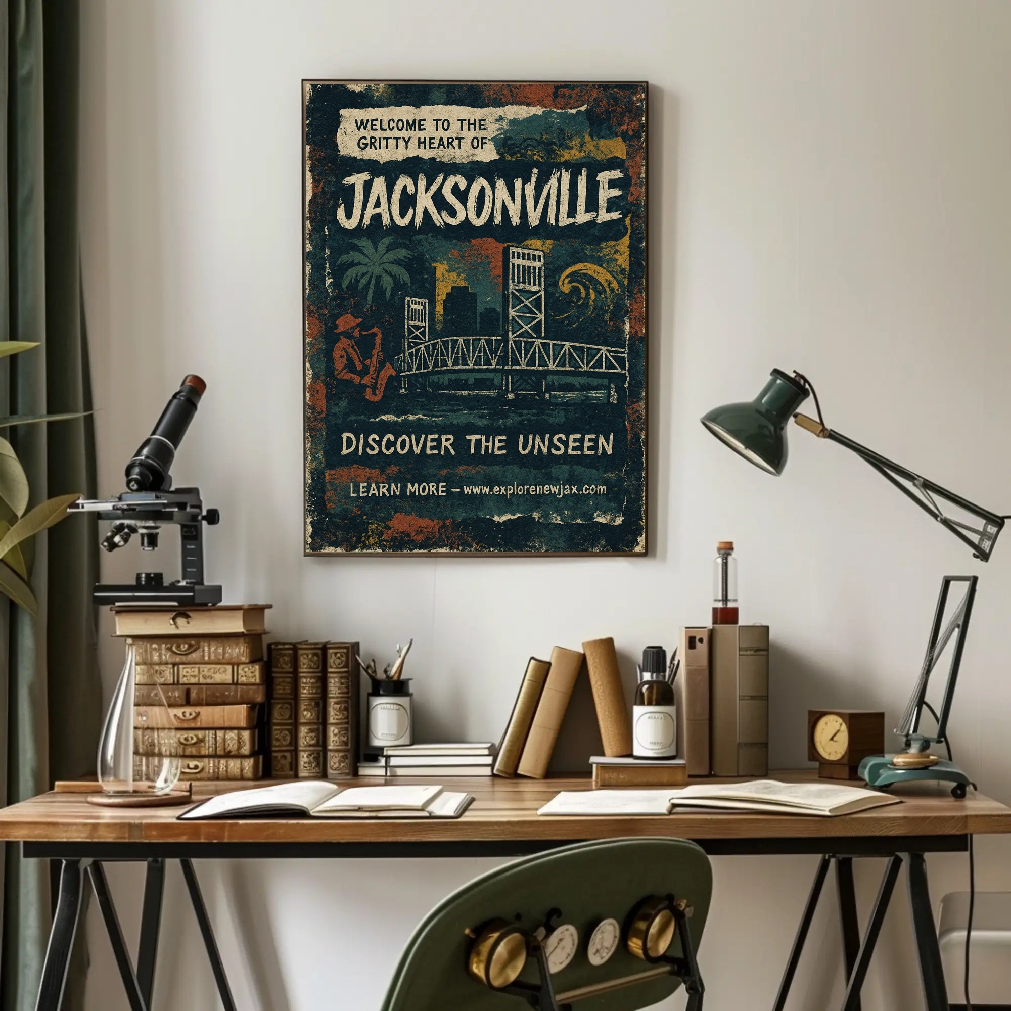 Welcome to Jacksonville Urban Cityscape Poster PosterGoat