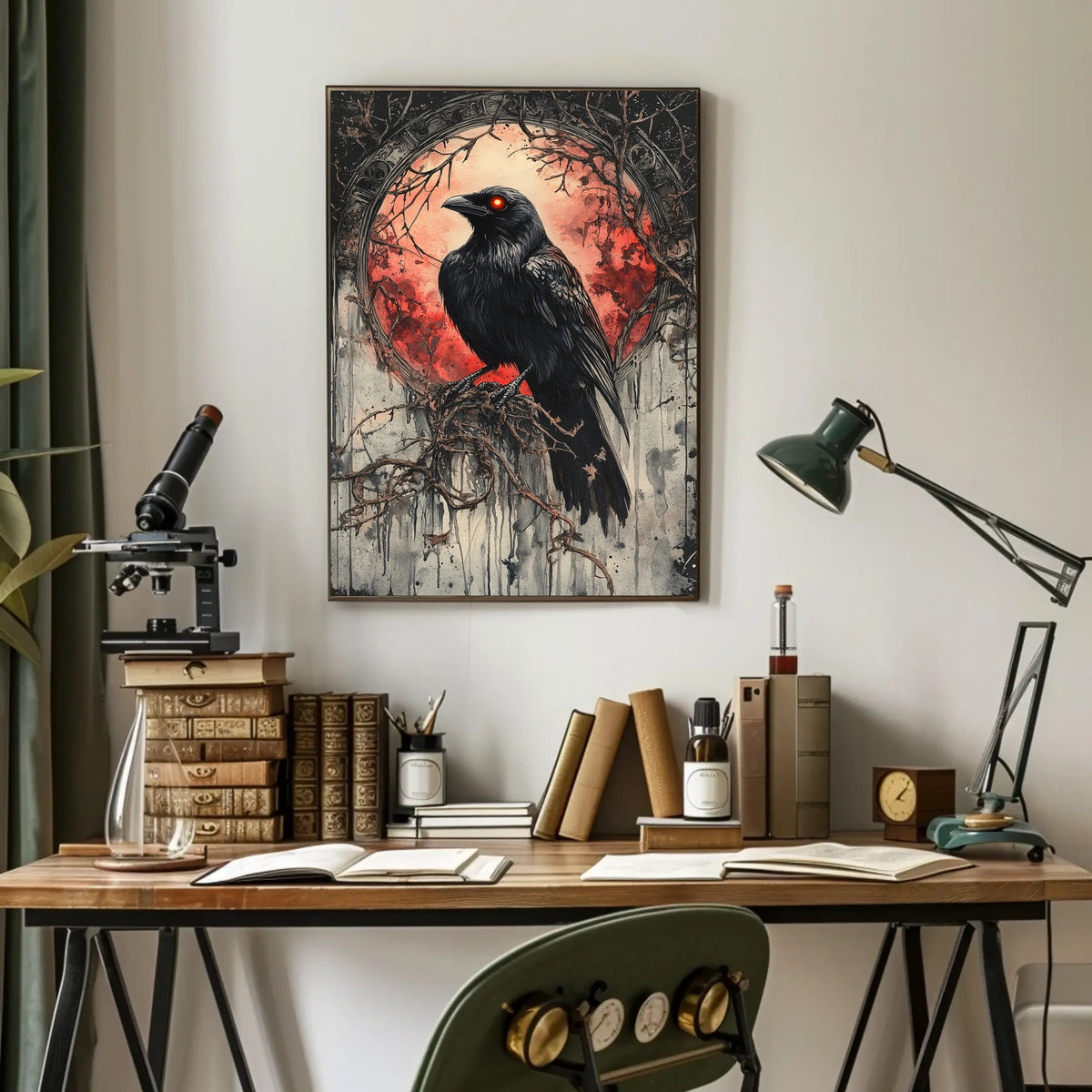 Raven Under Blood Moon Art Print Animal Poster