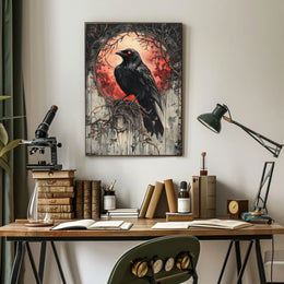 Raven Under Blood Moon Art Print Animal Poster