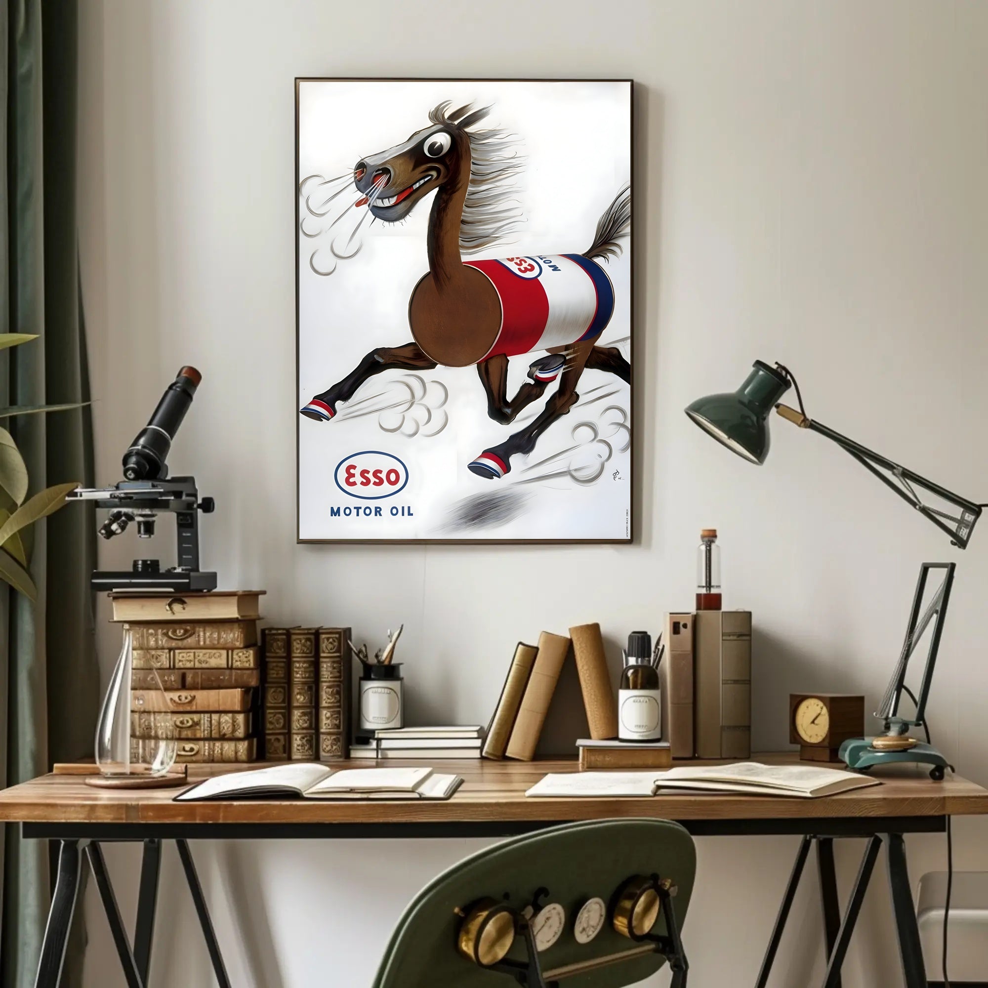 Esso Motor Oil Horse Travel Poster Art Print