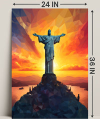 Sunset Over Christ The Redeemer Poster