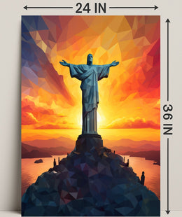 Sunset Over Christ The Redeemer Poster