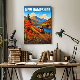 New Hampshire Autumn Train Journey Poster PosterGoat