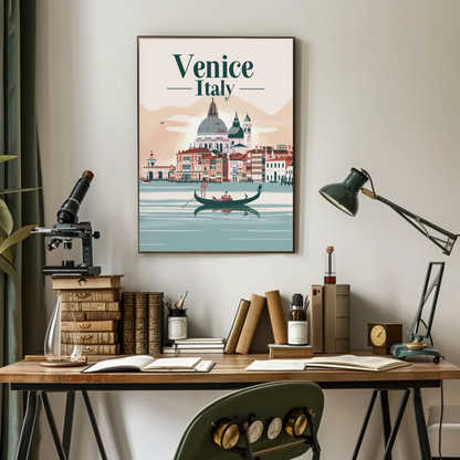 Venice Gondolas Italy Romantic Grand Canal Travel Poster