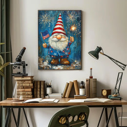 patriotic gnome holding a sparkler Poster