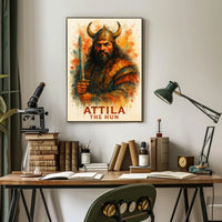 Attila the Hun Watercolor Warrior Art Poster